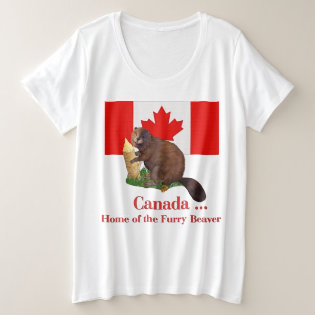 Furry Beaver Spaß Große Größe T-Shirt (Design vorne)