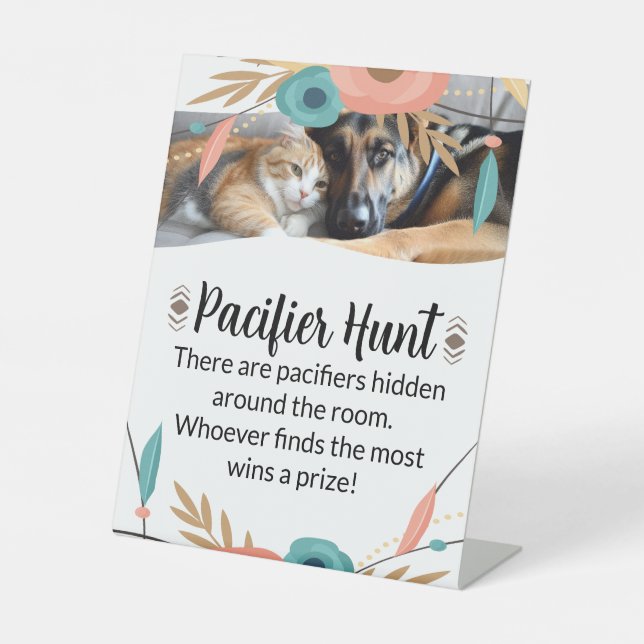 Furry Big Brothers Baby Shower Pacifier Hunt Game Sockelschild (Vorderseite)