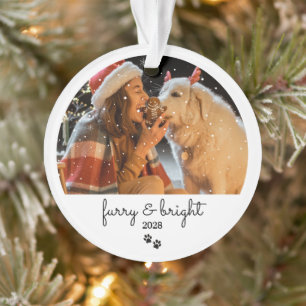 Furry & Bright Custom Holiday Foto Ornament