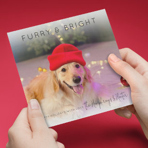 Furry & Bright Foto Weihnachtskarte Feiertagskarte