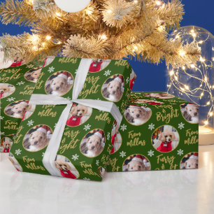 Furry & Bright Hund Foto Weihnachten Schneeflocke  Geschenkpapier