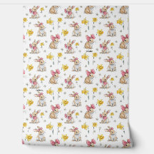 Furry Brown Bunnies Among Daffodils