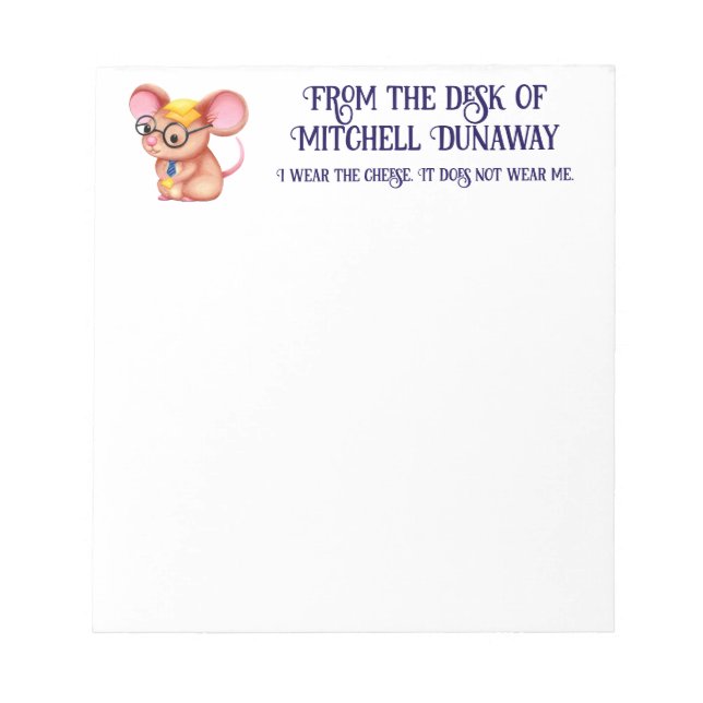 Furry Cheese Man Business Mouse Krawatte Nerdy Notizblock (Vorderseite)