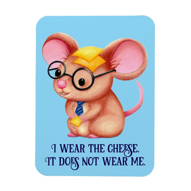 Furry Cheese Man Business Mouse Tie Glasses Nerdy Magnet (Vertikal)