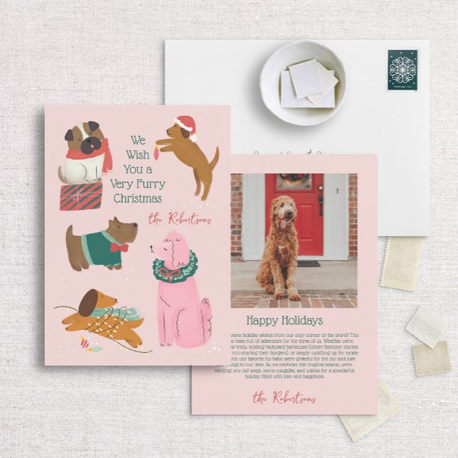 Furry Christmas Unique Hund Illustration Feiertagskarte (Von Creator hochgeladen)