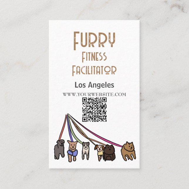 Furry Fitness Facilitator Los Angeles QR Code Visitenkarte (Vorderseite)
