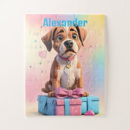 Furry Friends Boxer Welpe und farbenfrohe Geschenk Puzzle