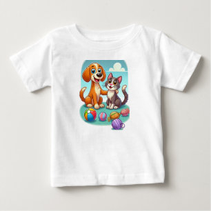 Furry Friends Forever: Hund und Katze zusammen Baby T-shirt