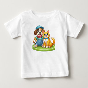 Furry Friends Forever: Hund und Katze zusammen Baby T-shirt