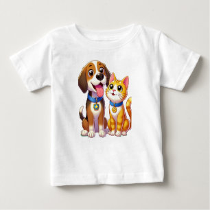 Furry Friends Forever: Hund und Katze zusammen Baby T-shirt
