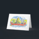 Furry Friends Kanu geklappte Grußkarte Karte<br><div class="desc">Ich zeichn gerne niedliche Karikaturentiere und gewollt Szenen, wo ALLE Tiere miteinander auskommen.</div>