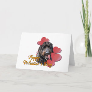 Furry Goldendoodle Black Happy Valentine Day Herz Karte