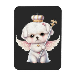 Furry Joy: Angel Wing Maltese Dog Welppy Gift Magnet