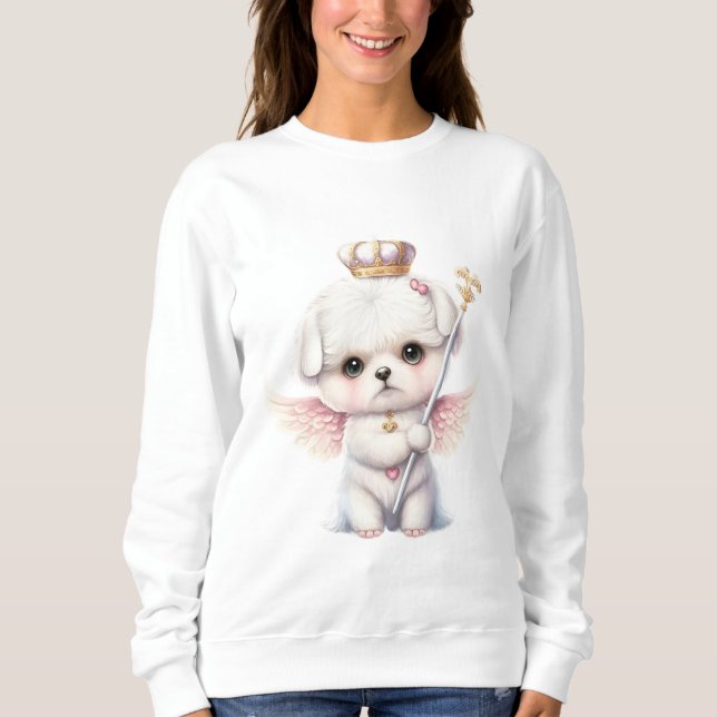 Furry Joy: Angel Wing Maltese Dog Welppy Gift Sweatshirt (Vorderseite)