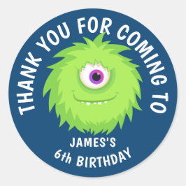 Furry Monster Niedlich Blue Runder Aufkleber