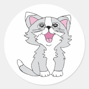 Furry Niedlich Cat Ästhetische Happy Cat Clipart  Runder Aufkleber