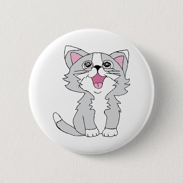 Furry Niedlich Cat Ästhetische Happy Cat Clipart Z Button (Vorderseite)