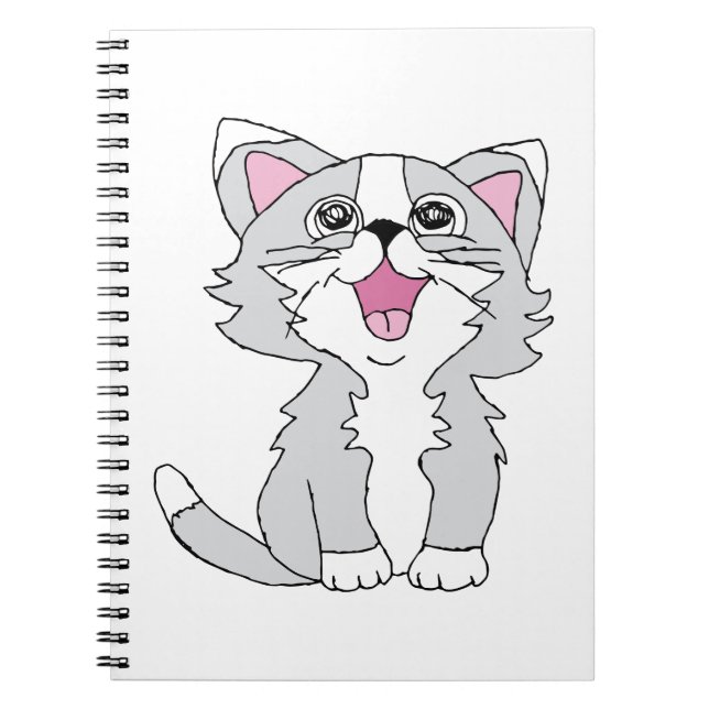 Furry Niedlich Cat Ästhetische Happy Cat Clipart Z Notizblock (Vorderseite)