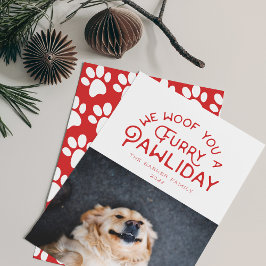 Furry Pawliday Typografie | Pet Themed Foto White Feiertagskarte