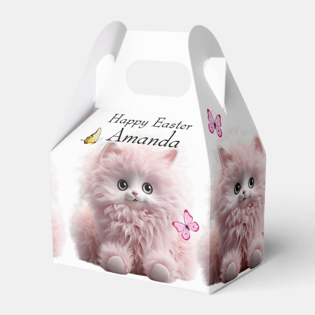 Furry Pink Kitten & Butterfliegen Oster Geschenkschachtel (Vorderseite)