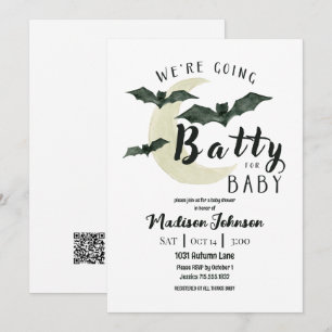 Fürs Baby verrückt werden Oktober Baby Shower QR C Einladung