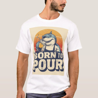 Fürs Einschenken geboren Shark Barkeeper-Shirt T-Shirt