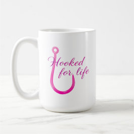 Fürs Leben an der Angel Pinker Angelhaken Kaffeetasse