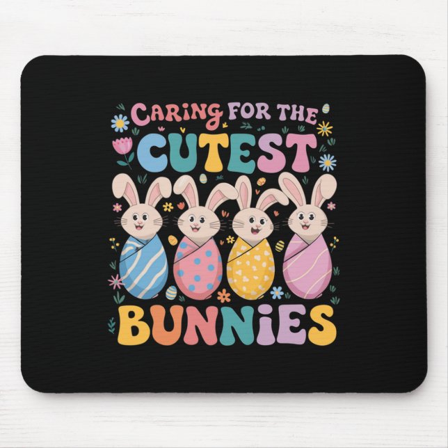 Fürsorgliche Nicu-Krankenschwester feiert Ostern m Mousepad (Vorne)