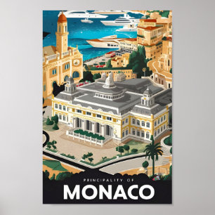 Fürstentum Monaco Vintage Illustration Poster