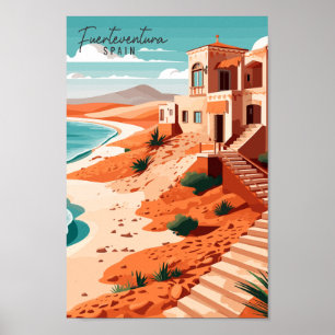 Fürteventura Spanien Vintage Illustration Poster