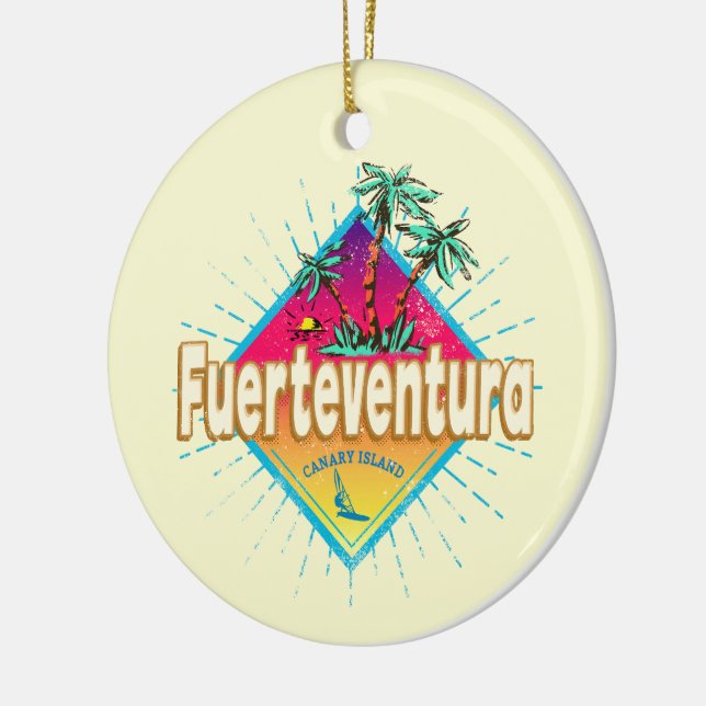 Fürteventura Surfer Kanarische Inseln Vintag Keramik Ornament (Links)