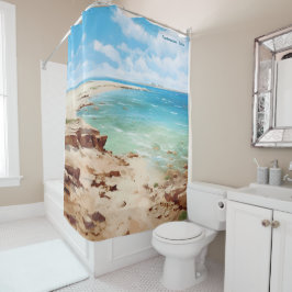 Fürteventura Vintage Illustration Duschvorhang