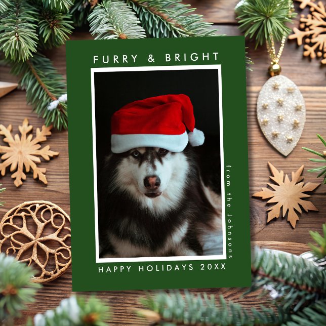 Fury & Bright Paw Print Green Pet Foto Weihnachten (Von Creator hochgeladen)
