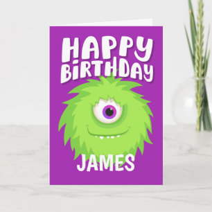 Fury Monster Lila Geburtstag Karte