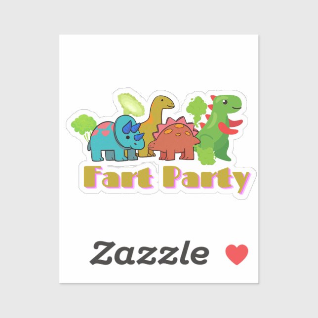 Furz Party Dinosaurier Aufkleber (Blatt)
