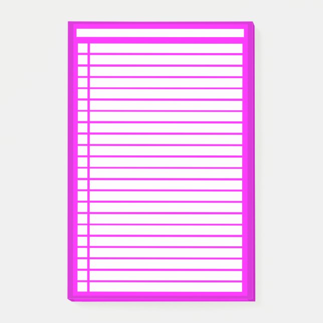 Fuschia Checkliste Post-it Klebezettel (Vorderseite)
