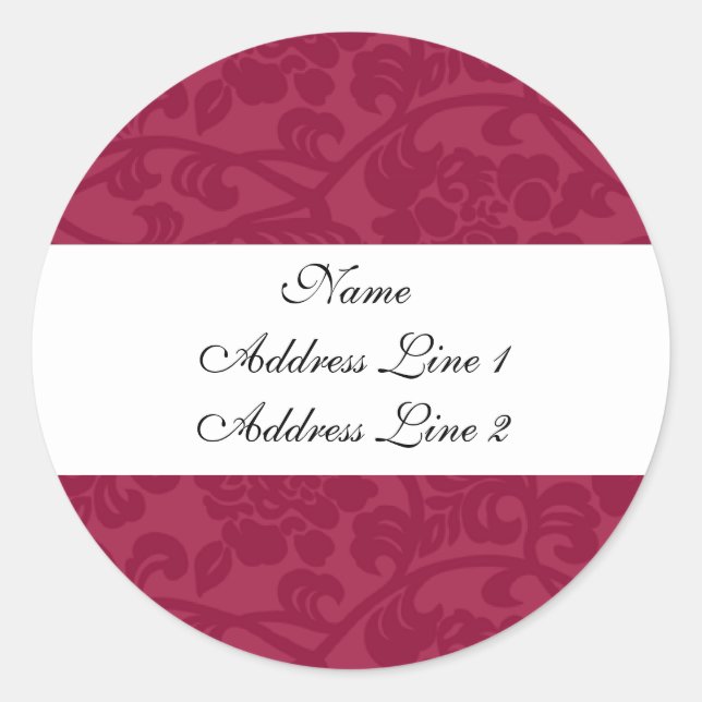 Fuschia Damask Address Labels Runder Aufkleber (Vorderseite)