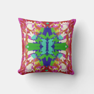 Fuschia Green Blue White Fantasy Blume Motif Kissen