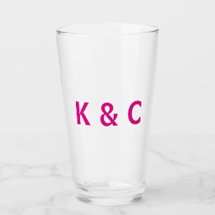 Fuschia Monogram Modern Wedding Glas