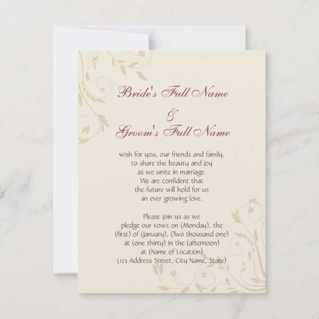 Fuschia Narzissen und Weizen Einladung (Rückseite)