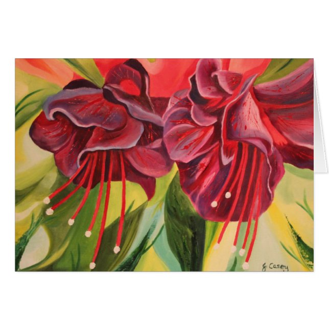 Fuschia Ölgemälde-Karte durch Joanne Casey (Vorderseite (Horizontal))