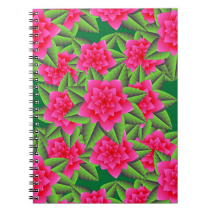 Fuschia Pink Camellias und grüne Blätter Notizblock