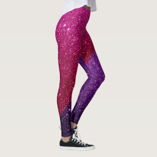Fuschia Pink & Dark Lila Glitzer Glam Leggings