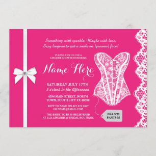 Fuschia Pink Lingerie Dusche Lace Bridal Einladung