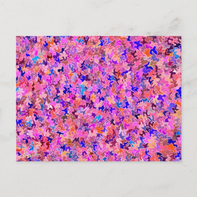 Fuschia Puzzle Stücke Postkarte (Vorderseite)
