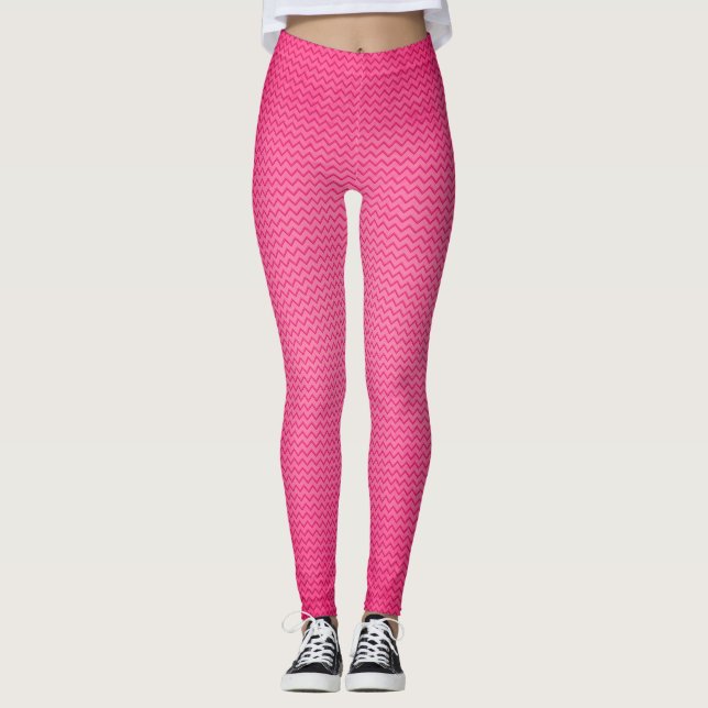 Fuschia rosa gemusterte Aktivleise Leggings (Vorderseite)