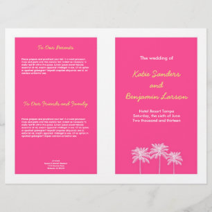 Fuschia Rosa Palmen Sommerhochzeitprogramm