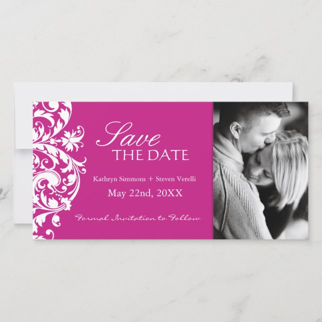 Fuschia Save the Date Einladung (Vorderseite)