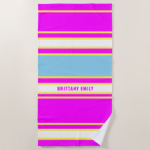 Fuschia Sky Blue Lemon Yellow Stripes Pattern