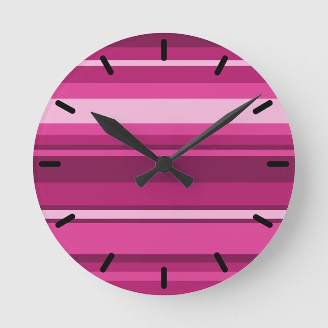 Fuschia-Streifen Runde Wanduhr (Vorderseite)